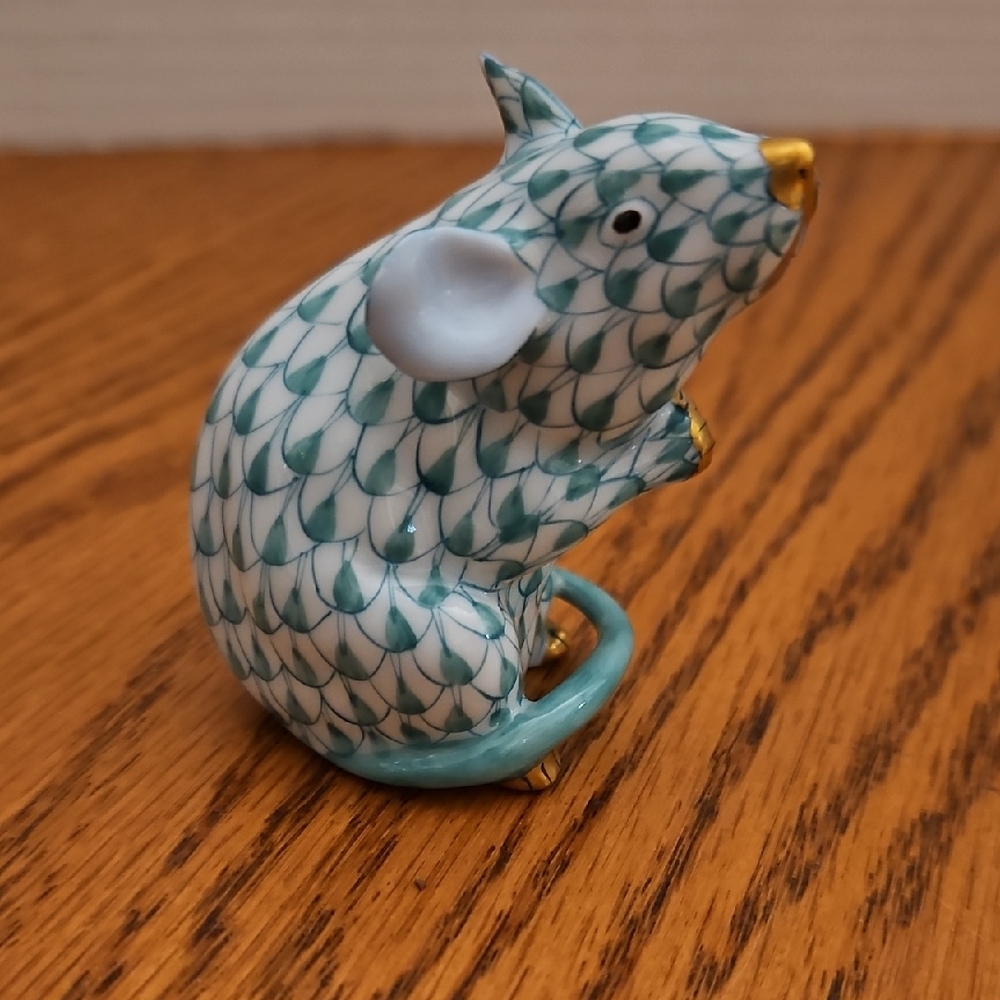 Herend Porcelain Mouse with 24k Gold Details